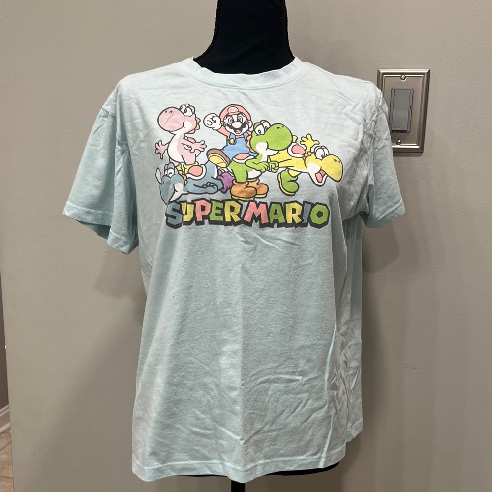 Super Mario Light Blue Graphic Tee